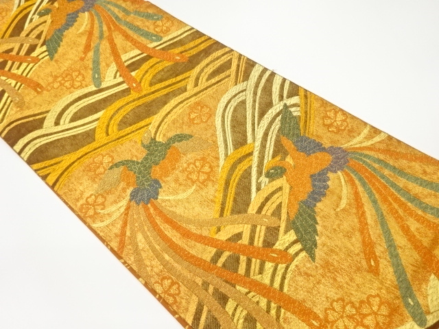 JAPANESE KIMONO / VINTAGE FUKURO OBI / SILK / WOVEN ABSTRACT WAVE